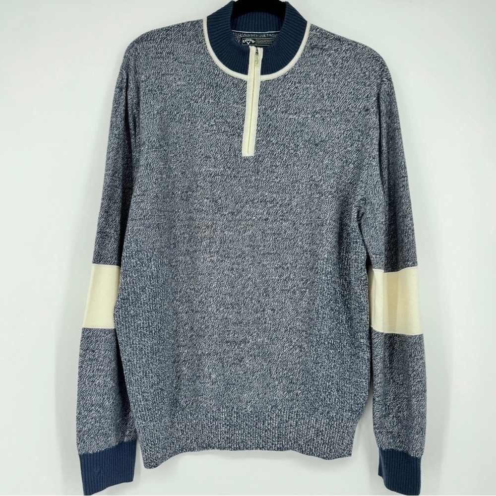 Callaway Men’s Wool Blend Blue Quarter Zip Sweater Size L​​